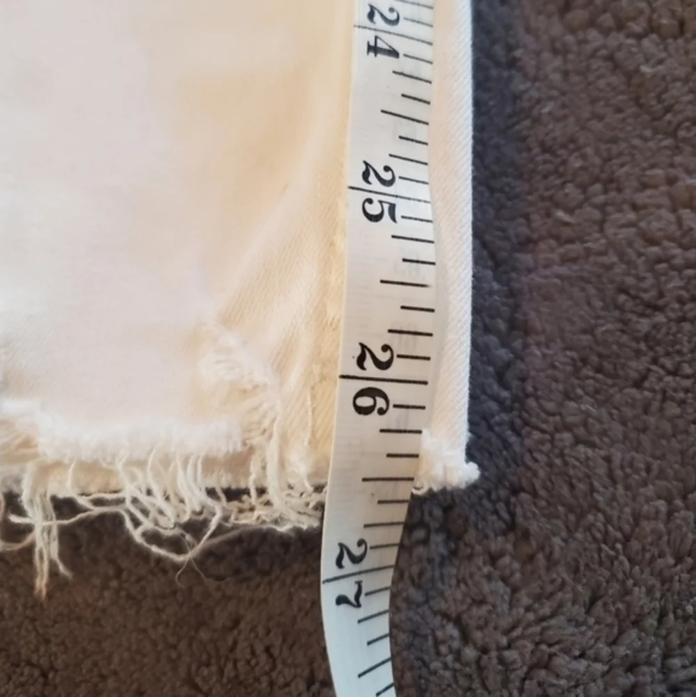 Free People Off White High Rise Raw Hem Jeans